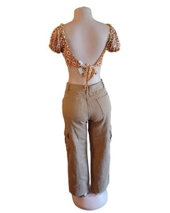 1990s style wide leg cargo jeans and crop top small New Kargo Fresh