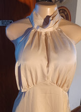 Load image into Gallery viewer, Beautiful ivory satin halter dress L
