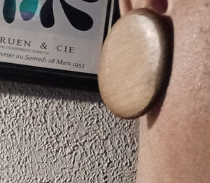 Extra large chunky handcarved wooden studs clip on