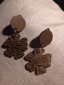 Handmade Acrylic and wood Clip on flower design earrings