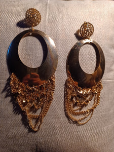 Extra large Industrial Abstract Brass Clip on Earrings