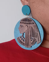 Load image into Gallery viewer, Handmade Egyptian Queen Design Wooden  Earrings
