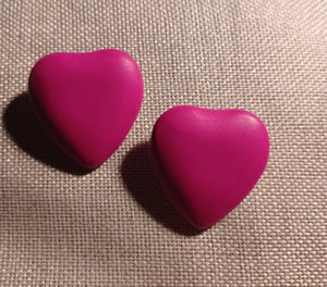 Chunky Wooden Clip On Heart Earrings