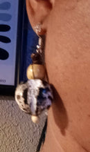 Load image into Gallery viewer, Handmade Chunky Hawaiian Kukui Nut and  Wood Clip On Earrings
