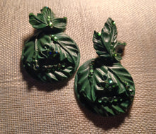 Load image into Gallery viewer, Vintage Jeff Lieb clay Leaf Couture clip on earrings
