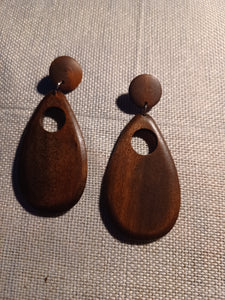 Hand carved minimalist wood clip on earrings