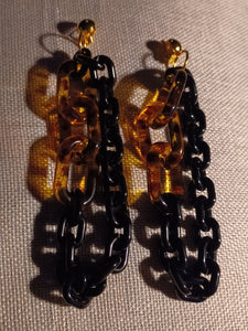 Handmade Avant garde Acrylic Chain Clip On earrings