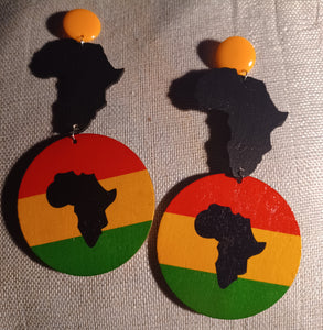 Handmade large Africa clip on earrings