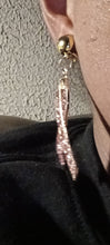 Load image into Gallery viewer, Rhinestone breast cancer awareness ribbon clip on earrings

