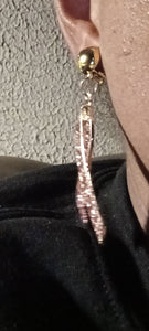 Rhinestone breast cancer awareness ribbon clip on earrings