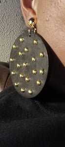 Handmade boho studded disc clip on earrings