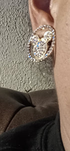 Rhinestone stud cluster clip on earrings