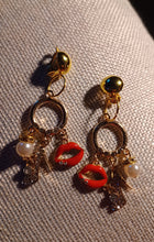 Load image into Gallery viewer, Small glam girl clip on charm hoops
