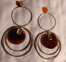 Load image into Gallery viewer, Clip on Hoop and Tortoise Lucite Earrings handmade
