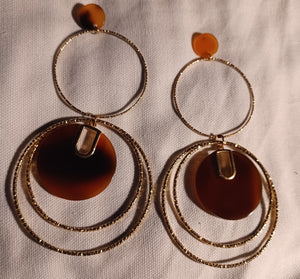 Clip on Hoop and Tortoise Lucite Earrings handmade