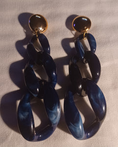 Giant Handmade Avant garde Acrylic Chain Clip On earrings 6 inch