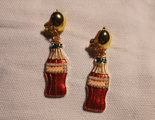 Load image into Gallery viewer, Small Handmade Pop Art coca cola bottle clip on earrings
