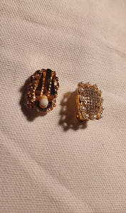 Faux pearl and rhinestone clip on earrings