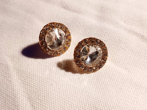 Rhinestone stud cluster clip on earrings