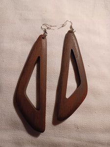 Minimalist modern carved wood earrings