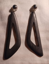 Load image into Gallery viewer, Hand carved minimalist wood clip on earrings
