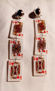 Playing cards pop art clip on earrings