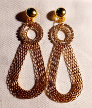 Load image into Gallery viewer, Gold metal mesh clip on earrings
