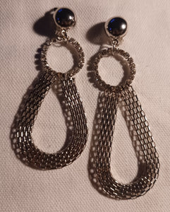 Silver metal mesh clip on earrings