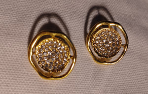 Clip on Rhinestone Cluster  Stud Earrings