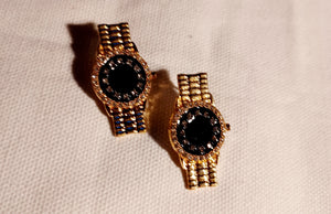 Blinged out watch stud earrings