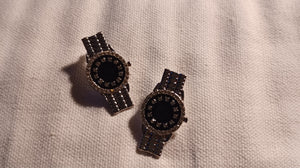 Blinged out watch stud earrings