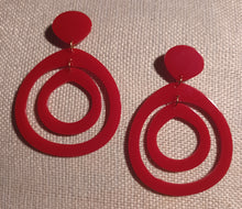 Load image into Gallery viewer, Acrylic pop art hoop clip on earrings
