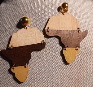 Handmade Natural wooden Africa Clip On Earrings