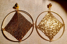 Load image into Gallery viewer, Large gold metal mesh clip on hoops
