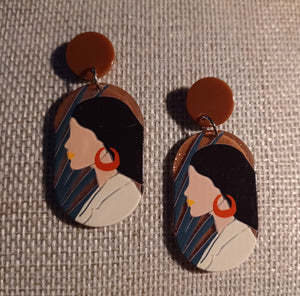 Acrylic pop art clip on earrings