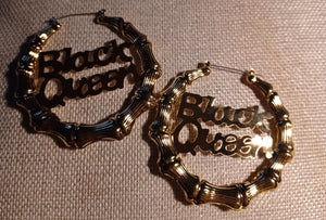 Black queen bamboo hoops