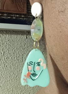 Acrylic pop art clip on earrings