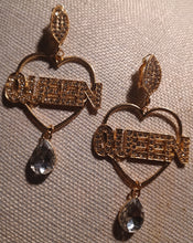 Load image into Gallery viewer, Handmade gold rhinestone Queen clip on earrings
