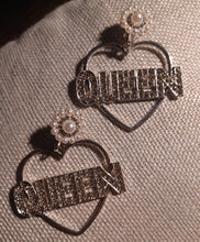Load image into Gallery viewer, Handmade rhinestone Queen clip on earrings
