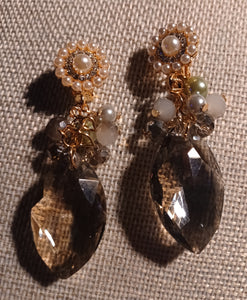 Handmade Chunky crystal Clip On Earrings