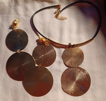 Load image into Gallery viewer, Handmade Hammered Clip on earrings and necklace set
