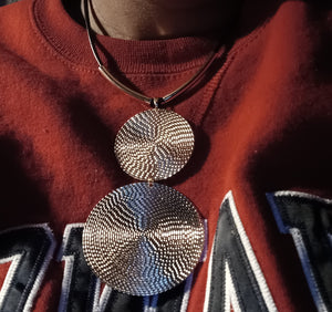 Handmade Hammered Clip on earrings and necklace set