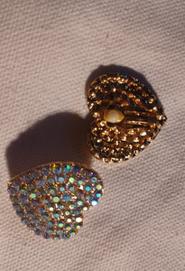 Rhinestone heart clip on earrings