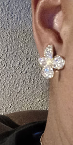 Rhinestone flower clip on earrings