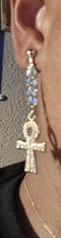 Load image into Gallery viewer, Handmade rhinestone ankh clip on earrings

