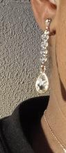 Load image into Gallery viewer, Handmade rhinestone dangle clip on earrings
