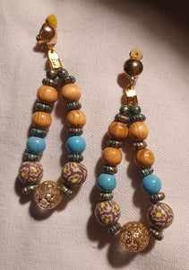 Handmade boho bead clip on hoops