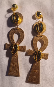 Clip on Abstract Handpainted Ankh Earrings