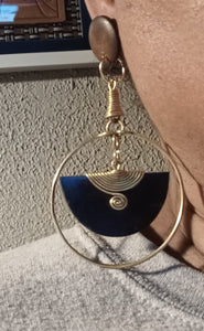 Handmade wood and brass clip on earrings