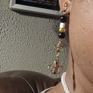 Handmade New Orleans Saints Fleur-de-lis clip on earrings